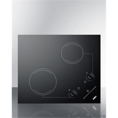 SUMMIT APPLIANCE Summit Appliance CR2B223G 230 V Smooth 2 Burner Cooktop with Dual Mount Option CR2B223G